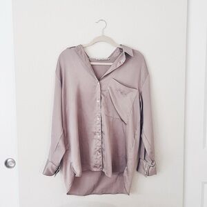 Abercrombie & Fitch Pink Oversized Button Up Top Size M